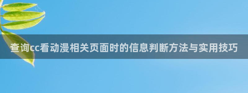各种里番动漫在线观看:查询cc看动漫相关页面时的信息判断方法与实用技巧配图